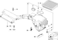 Глушитель шума всасыв./сменн.эл.фильтра для BMW E46 316Ci M43 (схема запасных частей)