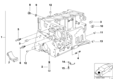 Блок-картер двигателя для BMW E39 520d M47 (схема запасных частей)
