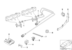 Лямбда-зонд/дополнительные элементы для BMW E38 728i M52 (схема запасных частей)