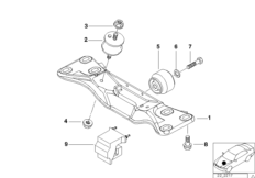 Крепление коробки передач/МКПП для BMW E39 540i M62 (схема запасных частей)
