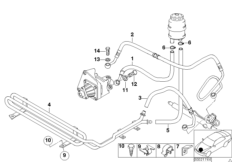 Маслопроводы гидроусилителя рул.управл. для BMW E30 325ix M20 (схема запасных частей)