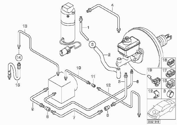 Трубопровод тормоз.привода Пд с ASC/DSC для BMW E38 L7 M73N (схема запчастей)