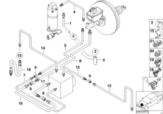 Трубопровод тормоз.привода Пд с ASC/DSC для BMW E38 750i M73N (схема запасных частей)