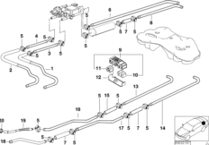 Топливопровод/ элементы крепления для BMW E38 750i M73 (схема запасных частей)