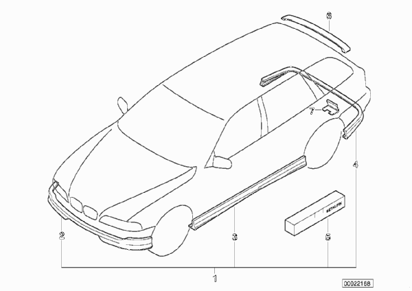 Аэродинамический комплект для BMW E39 530i M54 (схема запчастей)