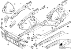 Колесная ниша/лонжерон для BMW E39 528i M52 (схема запасных частей)