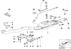 Катализатор/передний доп.глушитель для BMW E36 323i M52 (схема запасных частей)