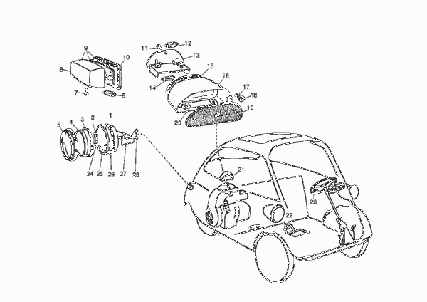Блок задних фонарей для BMW ISE Isetta 300 1-Zyl (схема запчастей)