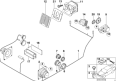 Детали системы Top-HiFi Harman Kardon для BMW E36 M3 3.2 S50 (схема запасных частей)