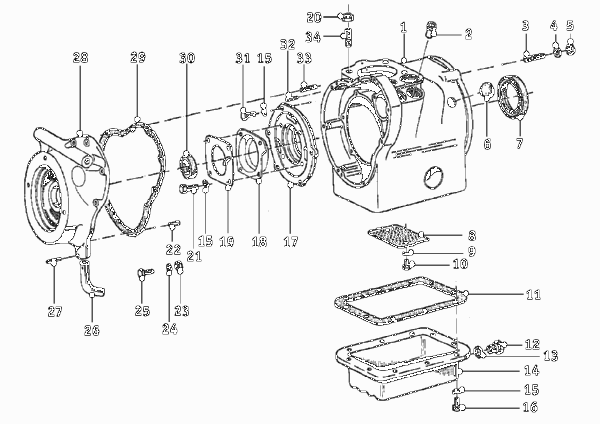 Картер двигателя для MOTO T25 R25/3 0 (схема запчастей)