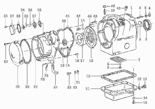 Картер двигателя дополнительные элементы для BMW T27 R27 0 (схема запчастей)