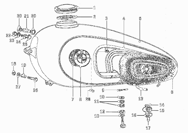 топливный бак для BMW T25 R25/3 0 (схема запчастей)