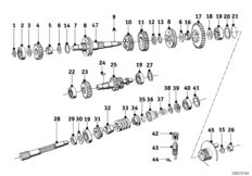 4-ступенчатая КПП для MOTO T25 R25/3 0 (схема запасных частей)