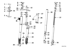 Телескопическая вилка для MOTO T25 R25/2 0 (схема запасных частей)