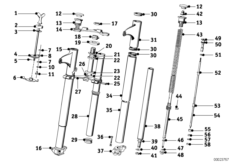 Телескопическая вилка для MOTO T25 R25/3 0 (схема запасных частей)