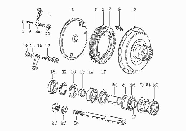 Тормозной механизм переднего колеса для MOTO T24 R24 0 (схема запчастей)