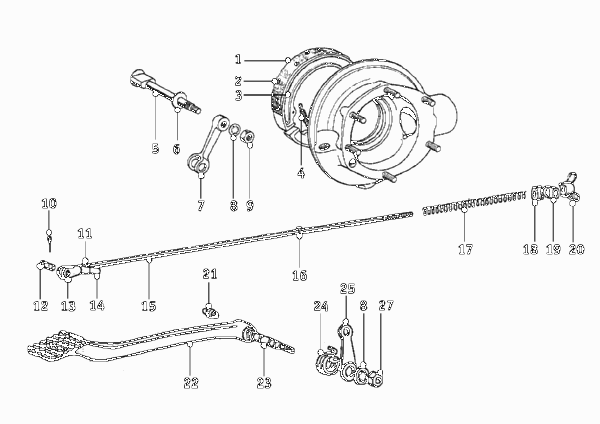 Тормозной механизм заднего колеса для BMW T25 R25/2 0 (схема запчастей)