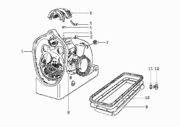 Картер двигателя для MOTO T51 R51/2 0 (схема запчастей)
