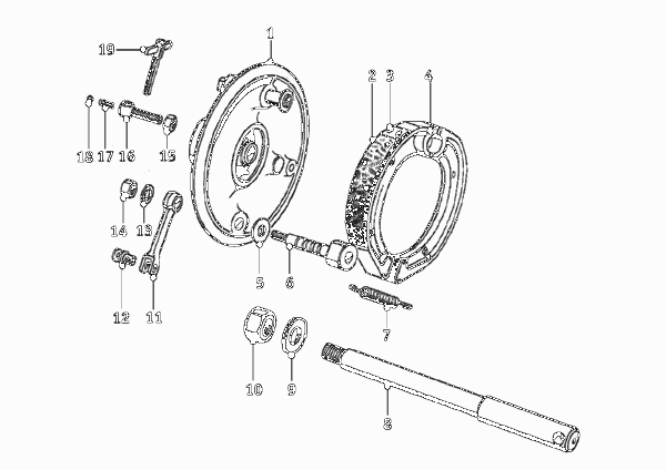 Тормозной механизм переднего колеса для MOTO T51 R51/2 0 (схема запчастей)