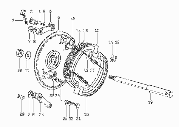 Тормозной механизм переднего колеса для BMW T67 R67 0 (схема запчастей)