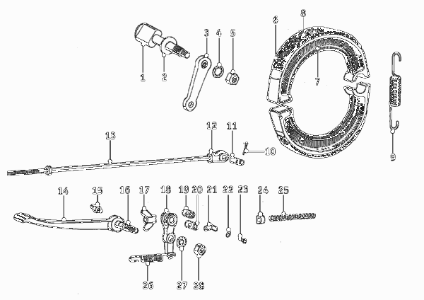 Тормозной механизм заднего колеса для BMW T51 R51/2 0 (схема запчастей)