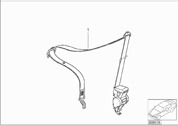 Плечевой ремень П Пд для BMW E36 318ti M42 (схема запчастей)