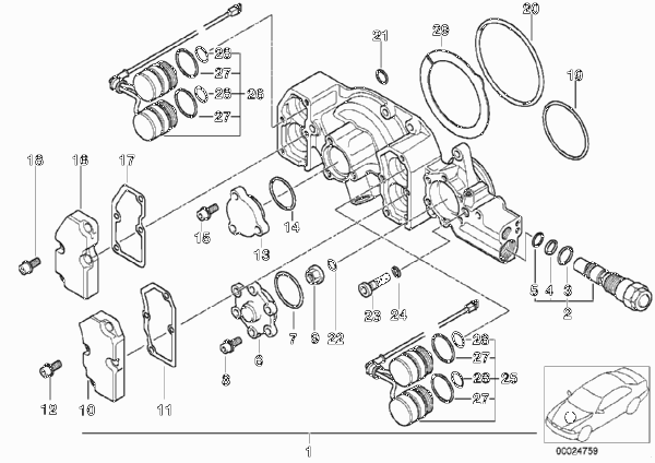 Головка блока цилиндров-Vanos для BMW Z3 Z3 M3.2 S50 (схема запчастей)