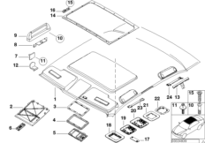 Потолок / поручень для BMW E38 L7 M73 (схема запасных частей)