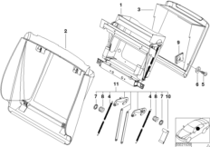 Задняя панель сиденья/ видеосистема для BMW E38 L7 M73 (схема запасных частей)