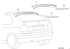Спойлеры на крыше для BMW E36 318ti M42 (схема запасных частей)