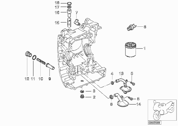 Смазочная система-масляный фильтр для BMW 259S R 1100 RS 93 (0411,0416) 0 (схема запчастей)
