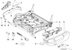 Каркас спорт.сиденья BMW с ручн.приводом для BMW E39 M5 S62 (схема запасных частей)
