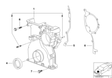 Корпус блока ГРМ для BMW E39 520i M54 (схема запасных частей)