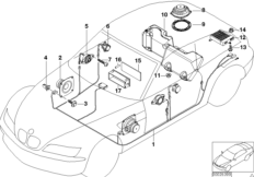 Детали системы Top-HiFi Harman Kardon для BMW Z3 Z3 M3.2 S50 (схема запасных частей)