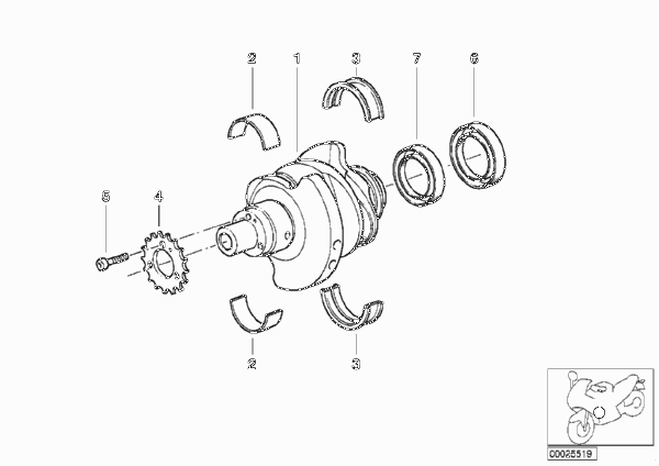Коленчатый вал дополнительные элементы для BMW R22 R 850 RT 02 (0417) 0 (схема запчастей)