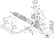 Маслопроводы гидроусилителя рул.управл. для BMW E36 325td M51 (схема запасных частей)
