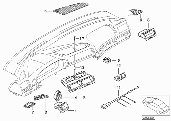 Сопла/накладки для BMW E38 750i M73 (схема запчастей)