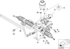 Маслопроводы гидроусилителя рул.управл. для BMW E46 316i 1.9 M43 (схема запасных частей)
