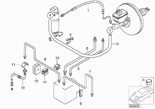 Трубопровод тормозного привода Пд с DSC для BMW Z3 Z3 M3.2 S54 (схема запчастей)