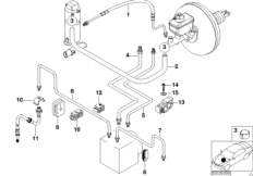 Трубопровод тормозного привода Пд с DSC для BMW Z3 Z3 M3.2 S54 (схема запасных частей)