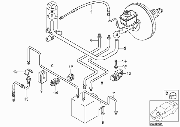 Трубопровод тормозного привода Пд с DSC для BMW Z3 Z3 M3.2 S54 (схема запчастей)