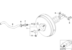 Вакуумный усилитель тормозов для BMW Z3 Z3 2.0 M52 (схема запасных частей)