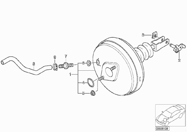 Вакуумный усилитель тормозов для BMW Z3 Z3 1.9 M43 (схема запчастей)