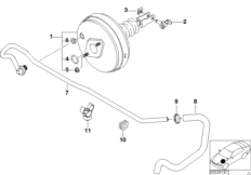 Вакуумный усилитель тормозов для BMW Z3 Z3 2.0 M52 (схема запасных частей)