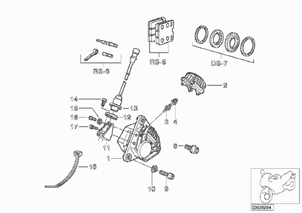 Тормозной механизм передн.колеса при ABS для BMW K569 K 75 S (0563,0572) 0 (схема запчастей)
