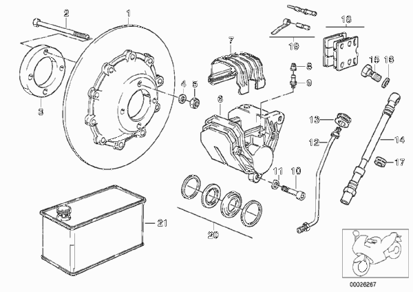 Тормозной механизм переднего колеса для BMW 47E2 R 80 GS 0 (схема запчастей)