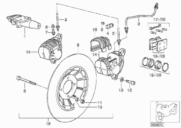 Комплект дооснащ.двухдиск.торм.механизма для BMW 2472 R 80 RT 0 (схема запчастей)