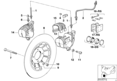 Тормозной механизм переднего колеса для BMW 2478 R 100 RT 0 (схема запасных частей)