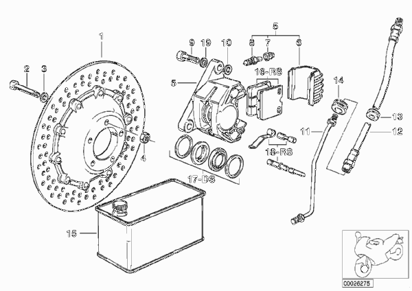 Тормозной механизм переднего колеса для BMW 2471 R 80 G/S 0 (схема запчастей)