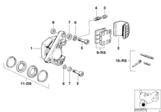 Суппорт тормозного механиз.перед.колеса для BMW 2474 R 100 TIC 0 (схема запасных частей)